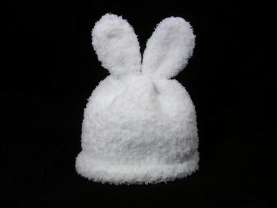 Handknit Fuzzy Baby Bunny Hat - image1